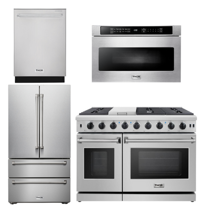 THOR Kitchen Package - 48" Gas Range, Dishwasher, Refrigerator, Microwave, AP-LRG4807U-6