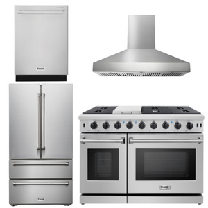 THOR Kitchen Package - 48" Gas Range, Range Hood, Dishwasher, Refrigerator, AP-LRG4807U-W-2