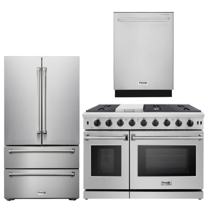 THOR Kitchen 48" Propane Gas Range, Refrigerator, and Dishwasher Package, AP-LRG4807ULP-2
