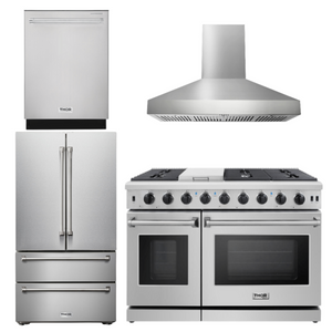 THOR Kitchen Package - 48" Propane Gas Range, Range Hood, Dishwasher, Refrigerator, AP-LRG4807ULP-W-2
