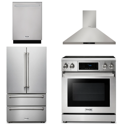 THOR Kitchen Package - 30" Electric Range, Range Hood, Refrigerator, Dishwasher, AP-TRE3001-3
