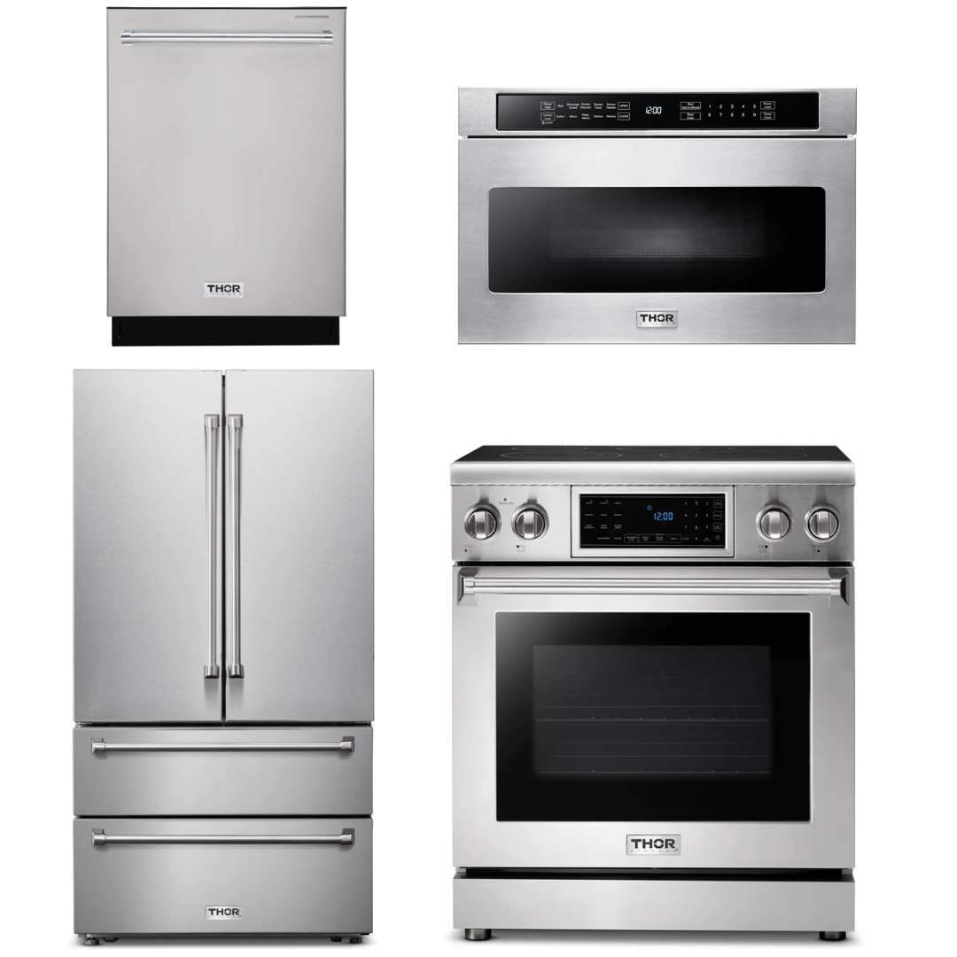 THOR Kitchen Package - 30" Electric Range, Microwave, Refrigerator, Dishwasher, AP-TRE3001-6