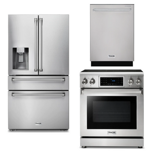 THOR Kitchen Package - 30" Electric Range, Refrigerator with Water and Ice Dispenser, Dishwasher, AP-TRE3001-9