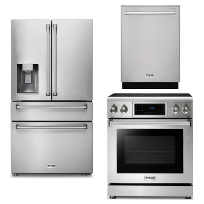 THOR Kitchen Package - 30" Electric Range, Refrigerator with Water and Ice Dispenser, Dishwasher, AP-TRE3001-9