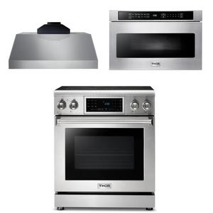THOR Kitchen Package - 30" Electric Range, Range Hood, Microwave, AP-TRE3001-C-4