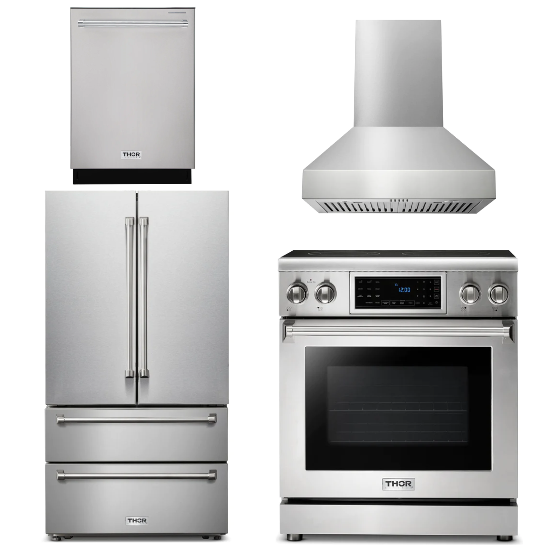 THOR Kitchen Package - 30" Electric Range, Range Hood, Refrigerator, Dishwasher, AP-TRE3001-W-2