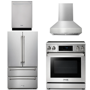 THOR Kitchen Package - 30" Electric Range, Range Hood, Refrigerator, Dishwasher, AP-TRE3001-W-2