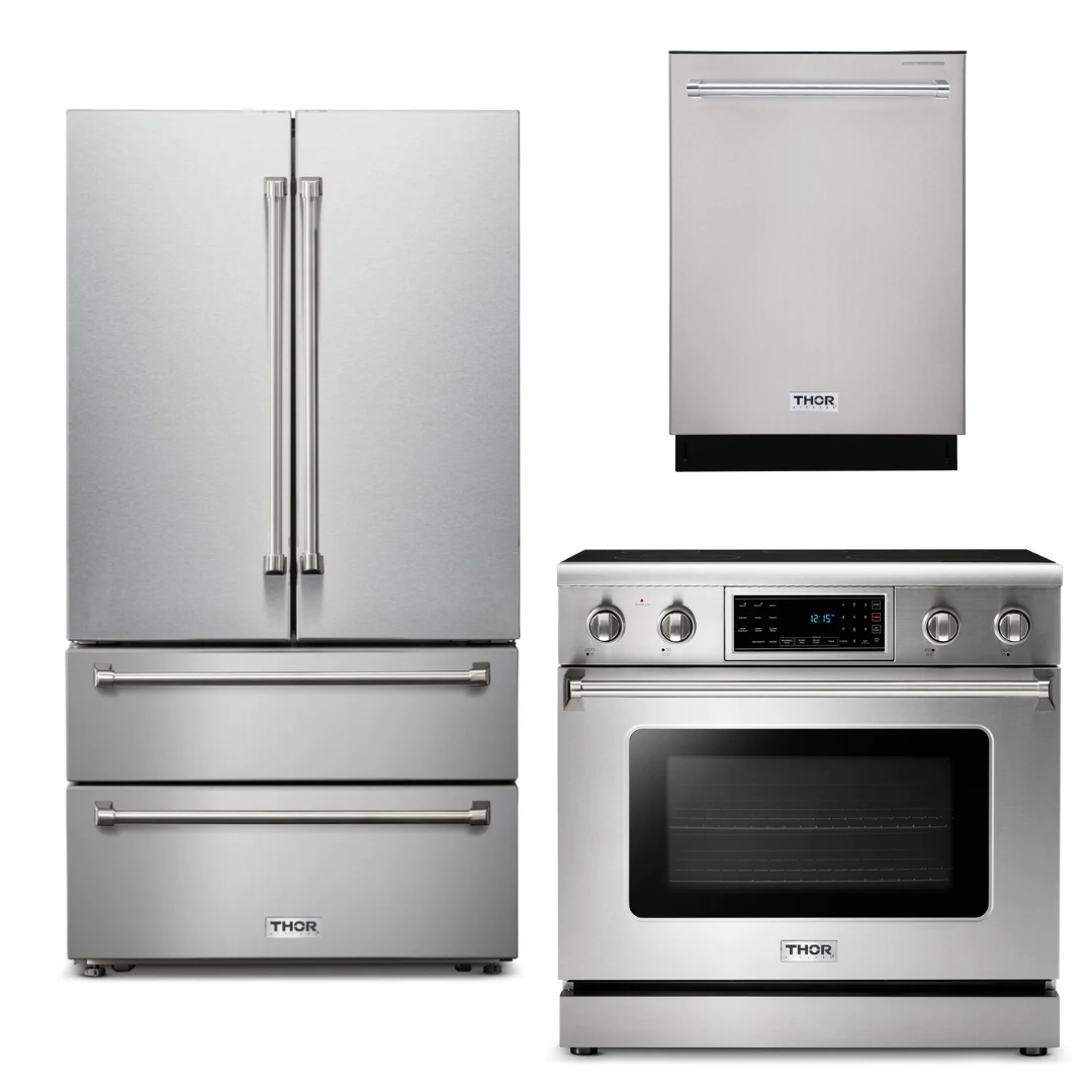 THOR Kitchen Package - 36" Electric  Range, Refrigerator, Dishwasher, AP-TRE3601-2