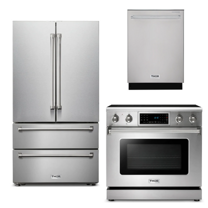 THOR Kitchen Package - 36" Electric  Range, Refrigerator, Dishwasher, AP-TRE3601-2