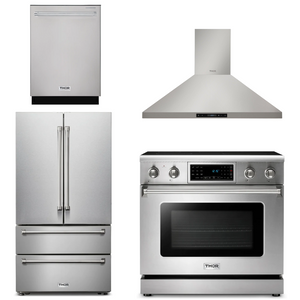 THOR Kitchen Package - 36" Electric Range, Range Hood, Refrigerator, Dishwasher, AP-TRE3601-3