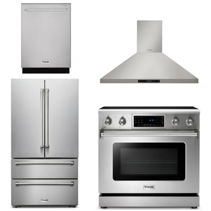 THOR Kitchen Package - 36" Electric Range, Range Hood, Refrigerator, Dishwasher, AP-TRE3601-3