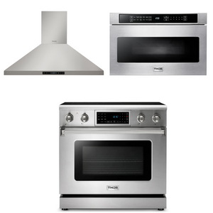 THOR Kitchen Package - 36" Electric Range, Range Hood, Microwave, AP-TRE3601-5