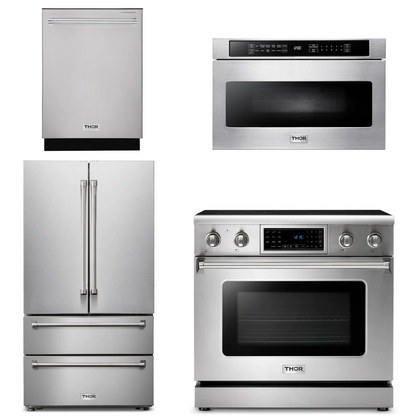 THOR Kitchen Package - 36" Electric  Range, Microwave, Refrigerator, Dishwasher, AP-TRE3601-6