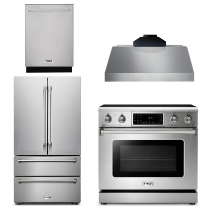 THOR Kitchen Package - 36" Electric Range, Range Hood, Microwave, Refrigerator, Dishwasher, AP-TRE3601-C-2
