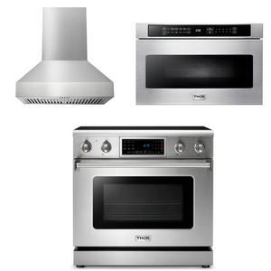 THOR Kitchen Package - 36" Electric Range, Range Hood, Microwave, AP-TRE3601-W-4