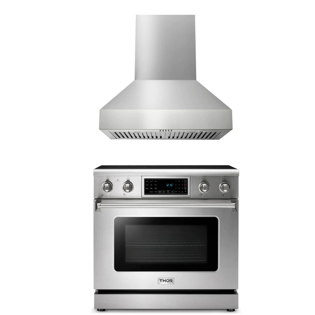 THOR Kitchen Package - 36" Electric Range, Range Hood, AP-TRE3601-W