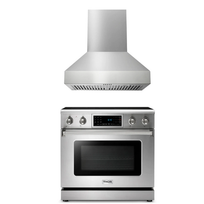 THOR Kitchen Package - 36" Electric Range, Range Hood, AP-TRE3601-W