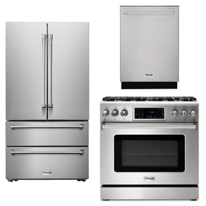 THOR Kitchen Package - 36" Gas Range, Refrigerator, Dishwasher, AP-TRG3601-2