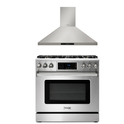 THOR Kitchen Package - 36" Gas Range, Range Hood, AP-TRG3601