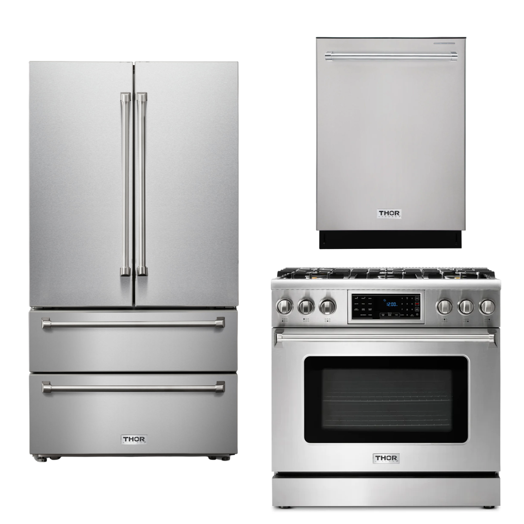 THOR Kitchen Package - 36" Propane Gas Range, Refrigerator, Dishwasher, AP-TRG3601LP-2