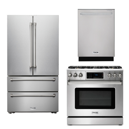 THOR Kitchen Package - 36" Propane Gas Range, Refrigerator, Dishwasher, AP-TRG3601LP-2
