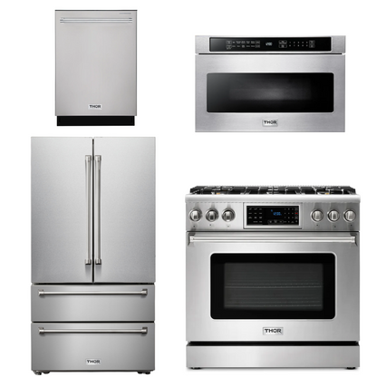 THOR Kitchen Package - 36" Propane Gas Range, Microwave, Refrigerator, Dishwasher, AP-TRG3601LP-6