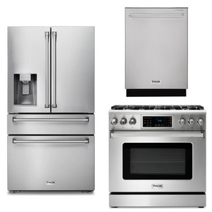 THOR Kitchen Package - 36" Propane Gas Range, Refrigerator with Water and Ice Dispenser, Dishwasher, AP-TRG3601LP-9