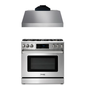 THOR Kitchen Package - 36" Propane Gas Range, Range Hood, AP-TRG3601LP-C