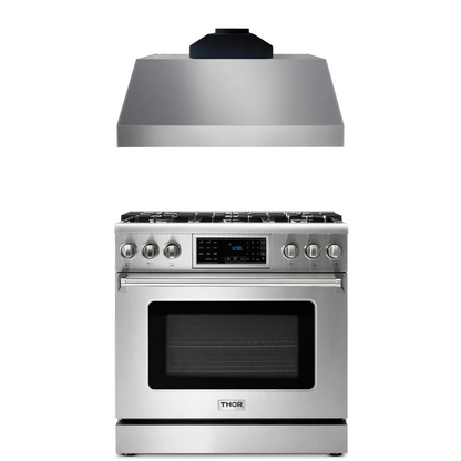 THOR Kitchen Package - 36" Propane Gas Range, Range Hood, AP-TRG3601LP-C