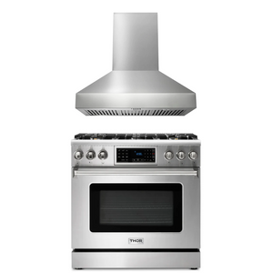 THOR Kitchen Package - 36" Gas Range, Range Hood, AP-TRG3601LP-W