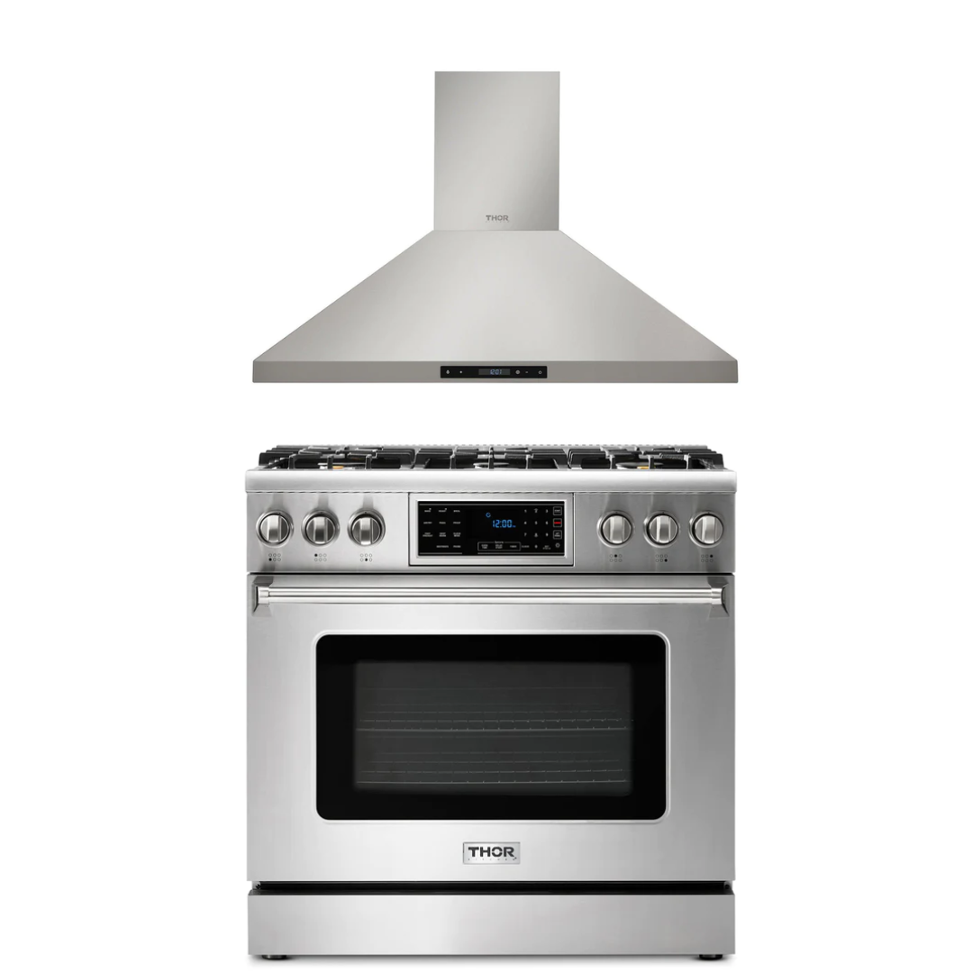 THOR Kitchen Package - 36" Gas Range, Range Hood, AP-TRG3601LP