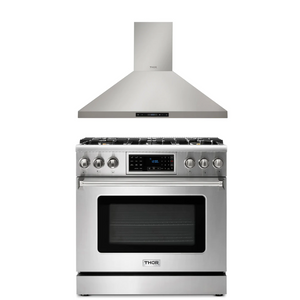 THOR Kitchen Package - 36" Gas Range, Range Hood, AP-TRG3601LP