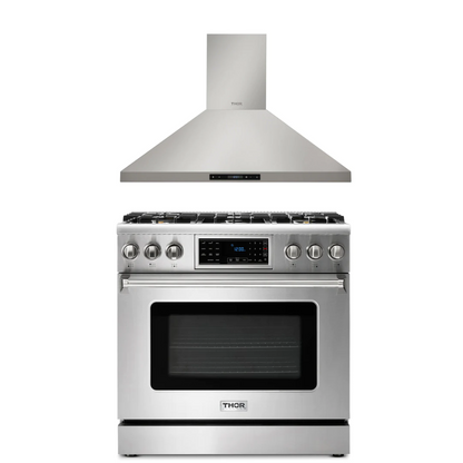 THOR Kitchen Package - 36" Gas Range, Range Hood, AP-TRG3601LP