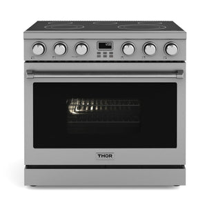 THOR Contemporary Package - 36" Electric Range, Range Hood, Refrigerator, Dishwasher and Microwave, AP-ARE36-C86