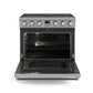 THOR Kitchen Package - 36" Electric Range, Range Hood, Microwave, Refrigerator with Water and Ice Dispenser, Dishwasher, Wine Cooler, AP-ARE36-14