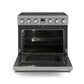 THOR Contemporary Package - 36" Electric Range, Range Hood, Refrigerator, Dishwasher, Microwave and Wine Cooler, AP-ARE36-C138