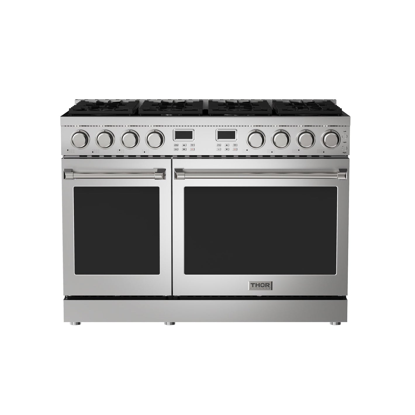 THOR Kitchen Contemporary 48" 7.6 cu. ft. Natural Gas Range with Convection Oven and 8 Sealed Burners in Stainless Steel, ARG48