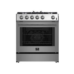 FORNO Espresso Leonardo 30" 5 cu. ft. Gas Range in Stainless Steel, FFSGS1116-30