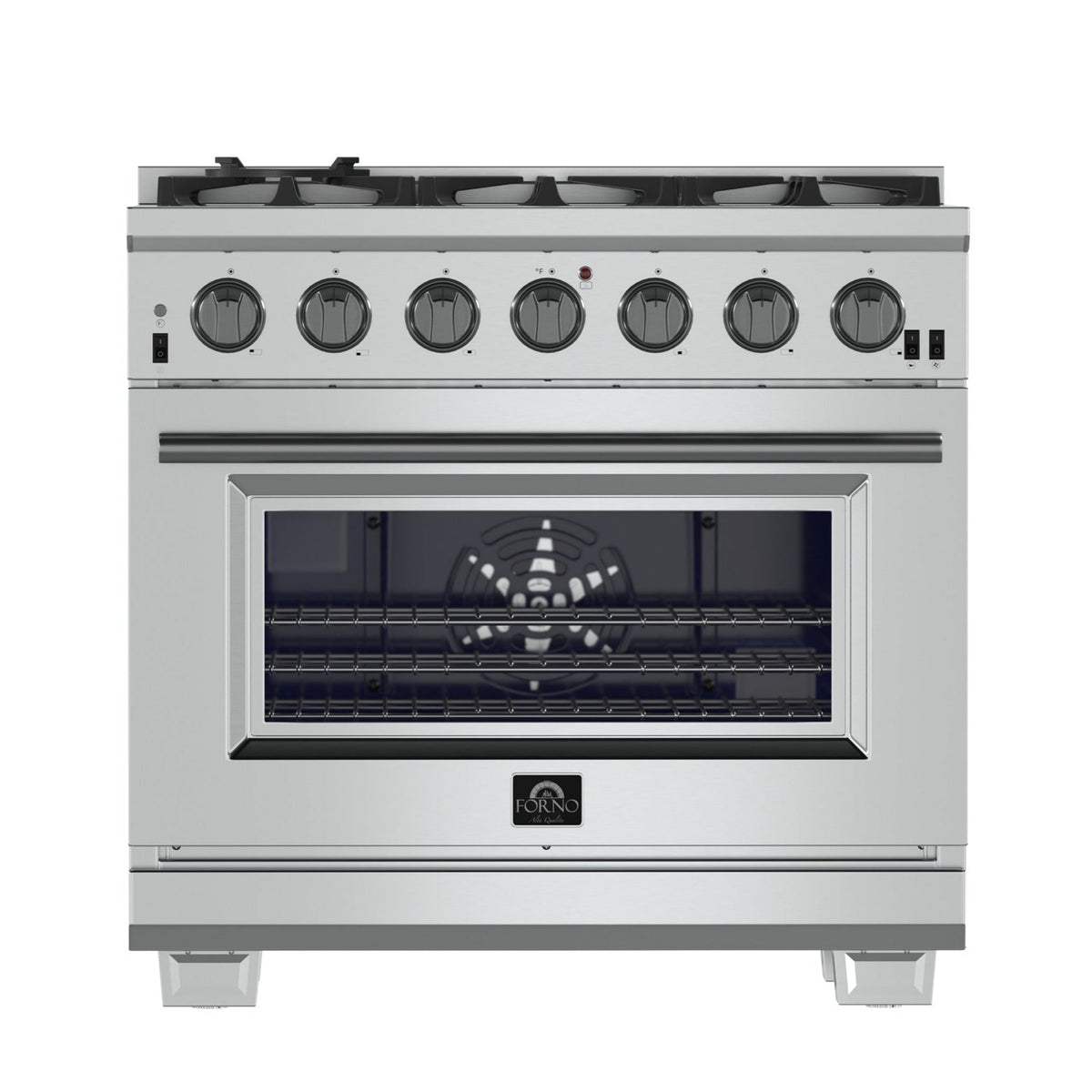 FORNO Capriasca 36" 5.36 cu. ft. Gas Range with 6 Italian Burners in Stainless Steel, FFSGS6260-36