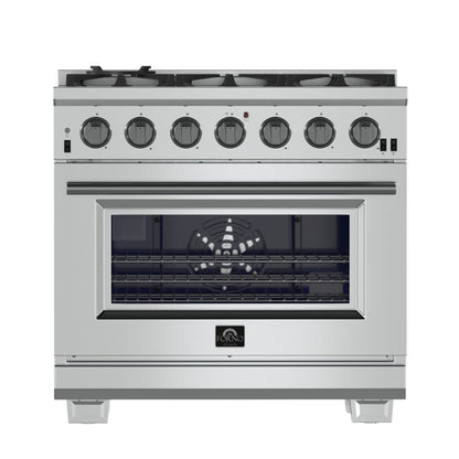 FORNO Capriasca 36" 5.36 cu. ft. Gas Range with 6 Italian Burners in Stainless Steel, FFSGS6260-36