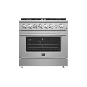 FORNO Marco 36" 5.36 cu.ft. Gas Range with 6 Burners and Built-In Temperature Gauge, FFSGS6277-36