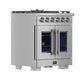 FORNO Capriasca 30" 4.32 cu. ft. French Door Gas Range with 5 Brass Burners, Air Fryer Kit, Rotisserie Kit, Wok Support & Griddle in Stainless Steel, FFSGS6460-30