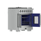 FORNO Capriasca 30" 4.32 cu. ft. French Door Gas Range with 5 Brass Burners, Air Fryer Kit, Rotisserie Kit, Wok Support & Griddle in Stainless Steel, FFSGS6460-30