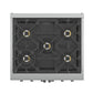 FORNO Capriasca 30" 4.32 cu. ft. French Door Gas Range with 5 Brass Burners, Air Fryer Kit, Rotisserie Kit, Wok Support & Griddle in Stainless Steel, FFSGS6460-30