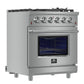 FORNO Massimo 30″ 4.32 cu. ft. Freestanding Gas Range with 5 Sealed Burners, Air Fryer Kit, Wok Support & Griddle in Stainless Steel , FFSGS6239-30