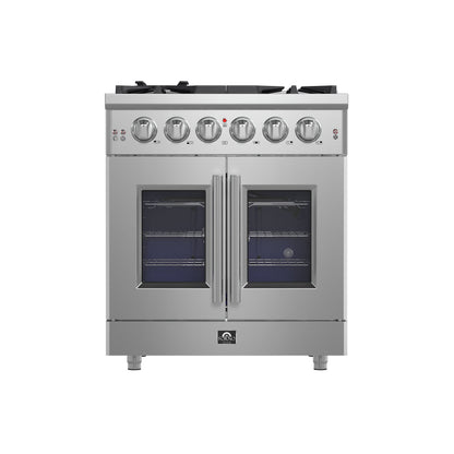 FORNO Massimo 30″ 4.32 cu. ft. Freestanding French Door Gas Range with 5 Burners, FFSGS6439-30