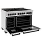 ZLINE Autograph 48" 6.0 cu. ft. Legacy Dual Fuel Range with 7 Burner Gas Cooktop and 2 Electric Ovens in Satin Stainless Steel and Matte Black Accents, RASZ-SN-48-MB