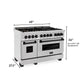 ZLINE Autograph 48" 6.0 cu. ft. Legacy Dual Fuel Range with 7 Burner Gas Cooktop and 2 Electric Ovens in Satin Stainless Steel and Matte Black Accents, RASZ-SN-48-MB