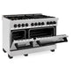 ZLINE Autograph 48" 6.0 cu. ft. Legacy Dual Fuel Range with 7 Burner Gas Cooktop and 2 Electric Ovens in Satin Stainless Steel and Matte Black Accents, RASZ-SN-48-MB
