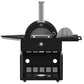 FORNO All’Aperto Outdoor Kitchen - 99,600 BTU BBQ with 5 Stainless-Steel Burners, Infrared Burners & Side Burner, 36,000 BTU Plancha, 19,000 BTU Gas Pizza Oven, Sink & Bar Module with Black Sintered Stone Countertops